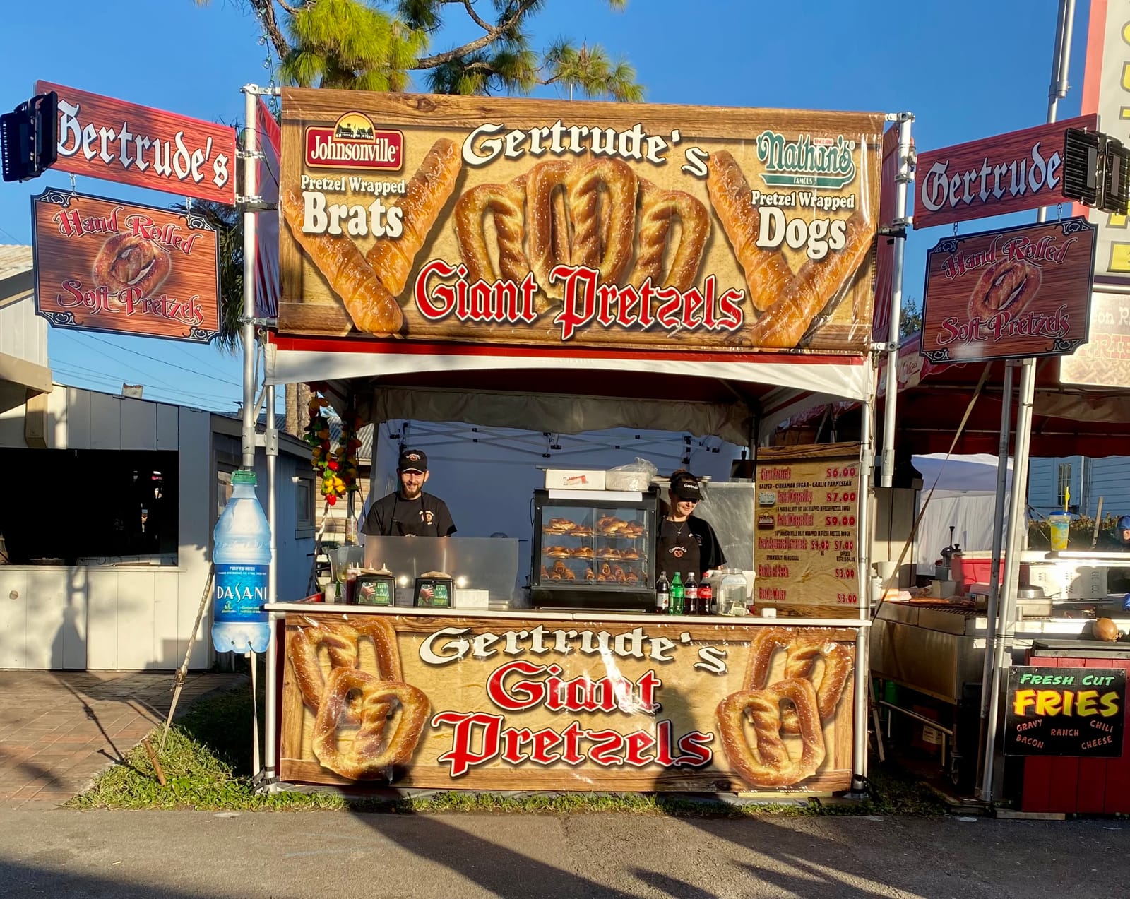 Golden pretzels baking in the oven