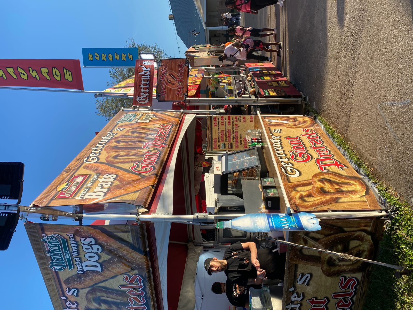 Fresh pretzels cooling on a wire rack
